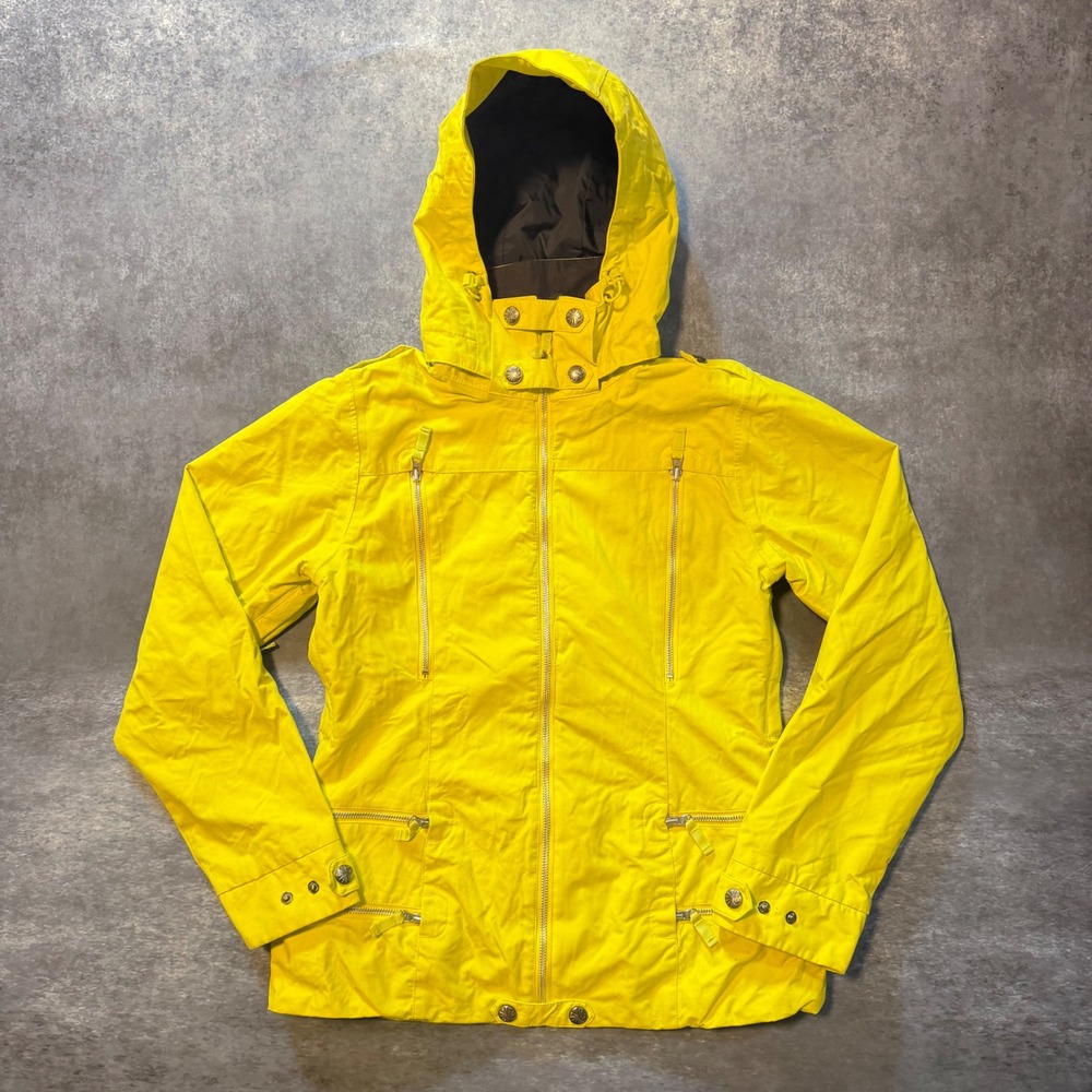 Burton Dryride Womens Large Yellow Snowboard Ski Jacket Hooded Multi Pocket Coat